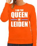 Bellatio Decorations Koningsdag sweater I am the Queen of Leiden - dames - Kingsday Leiden outfit / kleding / trui M