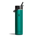 Hydro Flask – Lightweight Wide Flex Straw Cap Bottle 710 ml (24 oz) – Roestvrij Staal, Lekdicht met Band – Geïsoleerd 24 Uur Koud – Emerald Green