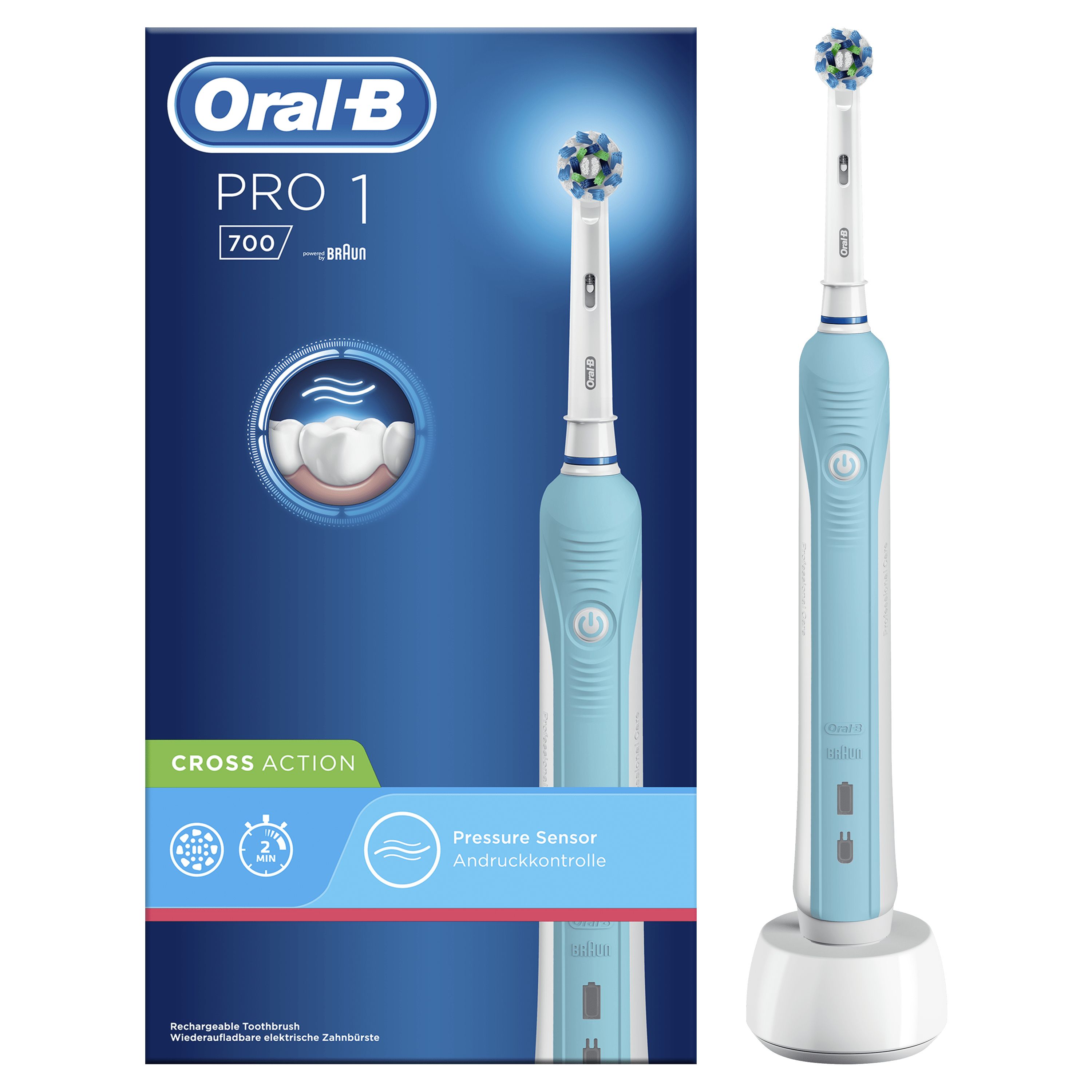 Oral-B PRO 700 CrossAction - Elektrische Tandenborstel - Wit/Blauw
