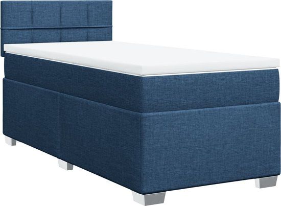 vidaXL Boxspring met matras stof blauw 100x200 cm