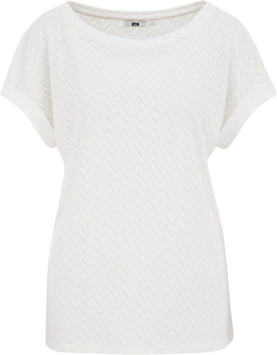 WE Fashion Dames T-shirt met opengewerkte structuur