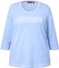 Ulla Popken Dames Shirt met Statement Borduursel, Klassiek, Ronde Hals, 3/4 Mouwen, Lichtblauw, Maat 42-44