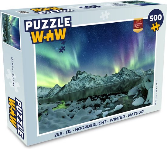 MuchoWow Puzzel Zee - IJs - Noorderlicht - Winter - Natuur - Legpuzzel - Puzzel 500 stukjes - Sinterklaas cadeautjes - Sinterklaas voor grote kinderen