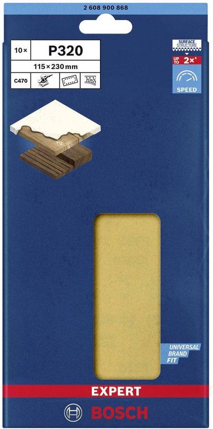 Bosch EXPERT C470 Oscillerend schuurpapier - 230 x 115 mm - K80 - 10 stuks