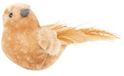 Cosy & Trendy Kerstversiering decoratie vogels - op clip - 2x stuks - caramel bruin - 12 cm - kunststof