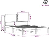vidaXL Bedframe met gestoffeerd hoofdbord Donkerbruin en zwart