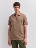 Next - Heren - Smart Jaquard poloshirt met standaard pasvorm - Bruin