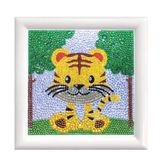 Diamond Pracht Creatives Diamond Painting Set, afbeelding met tijgermotief en accessoires, knutselset om te schilderen met glittersteentjes, voor kinderen vanaf 5 jaar
