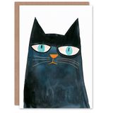 Artery8 Blue Eyed Grumpy Cat Lover Simple Watercolour Blank For Him Or Her Art Birthday Card