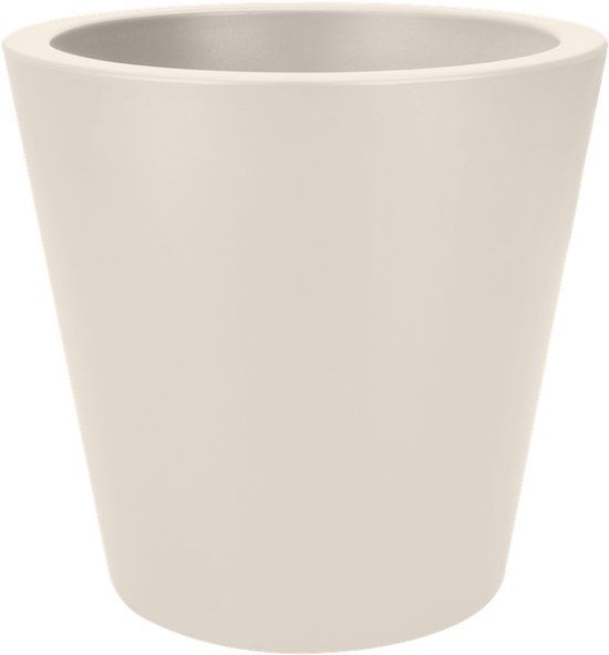 Elho Pure Straight Round 50 - Grote Bloempot voor Binnen en Buiten - Gerecycled Plastic - Ø 49.5 x H 51 cm - Linnen wit