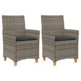 VidaXL Chaise de jardin Assise capitonnée Acacia, Polyrattan, Acier Gris