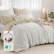 TRANKIELO® - Ensemble de literie 220 x 240 cm coton - Kaki beige - 3 pièces avec 2 taies d'oreiller 80 x 80 cm