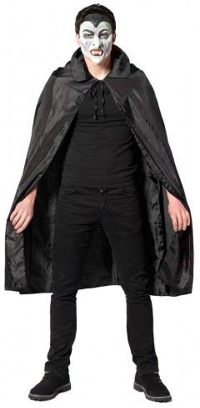 partychimp Halloween - Lange Dracula cape voor volwassenen - Zwart - 117 cm - One Size