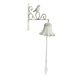 Clayre & Eef Ouderwetse Deurbel - 24x10x49 cm - Wit Ijzer - Tuinbel - Buitenbel - Bel met Klepel