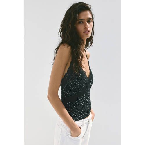 Mango top met stippen - zwart