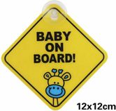Heble® Baby On Board - Baby Aan Boord Geel Zuignap - Attentie! - Autoraam - Autoruit - Zuignap - 1 Stuk