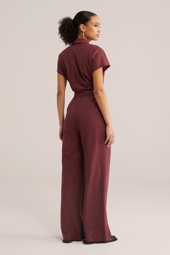 WE Fashion Dames jersey jumpsuit - Vintage red - XS