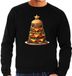 Bellatio Decorations Kerst trui / sweater heren - kerstboom van hamburgers - zwart - fastfood liefhebber - Kerstmis L