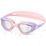 Seaflar Kinderzwembril voor jongens en meisjes, condensvrij en lekvrij, uv-bescherming, heldere lens, verstelbare riem, groot gezichtsveld, geschikt voor kinderen van 3 tot 14 jaar, roze/paars
