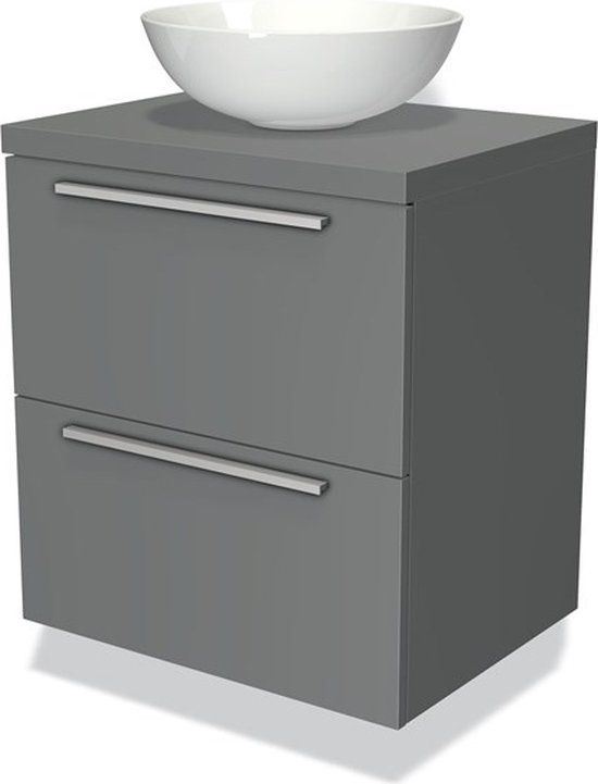 Maxaro Modulo Plato Badkamermeubel - 60cm - Middengrijs - 2 Lades