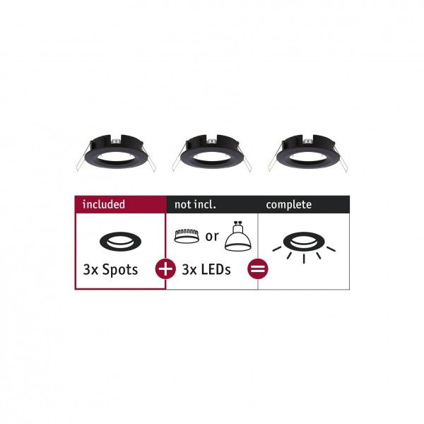 Paulmann Choose Basisset star IP44 - Inbouwlamp - rond - 78mm - Zwart mat