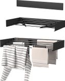 Wasophoogte Wanddroogrek - Zwart Aluminium - Inklapbaar - 80cm Breed - 4m Drooglengte