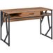Pangivo Bureau Style Industriel 120 X 60 Cm Avec Tiroir Et 2 Niches Métal Noir Et Bois Noyer