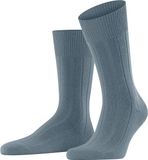FALKE Lhasa Rib eenkleurig wol kasjmier sokken heren blauw - maat 39-42