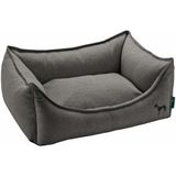 HUNTER Hondensofa LIVINGSTON, elegant hondenbed met hoge rand, zachte structuurstof, comfortabele vulling, afneembare & wasbare hoes, kleur: antraciet, maat: M