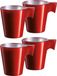 Lumicarc Tasses à expresso - 4x - rouge métallique - tasses à café de 80 ml - 6 x 5.5 cm - céramique