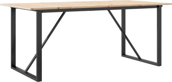 vidaXL Eettafel O-frame 180x90x75,5 cm massief grenenhout en staal
