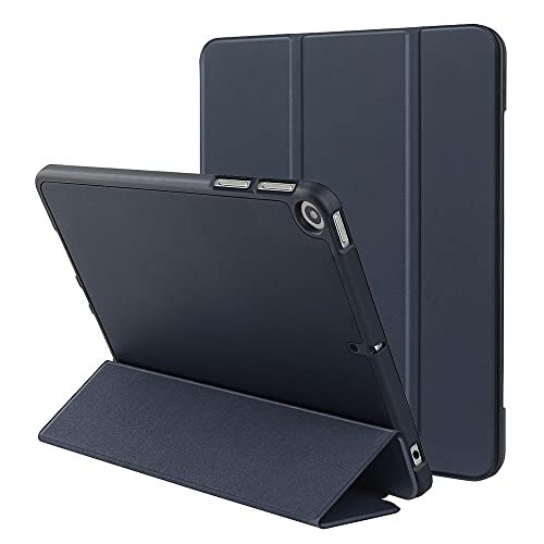 The Wolfdragon Nieuwe iPad 9.7 beschermhoes met penhouder [houder voor iPad 2a oplaadpen/paar], intelligente hoes met drie deuren, zachte TPU achterkant, automatische wekker/slaap (donkerblauw)