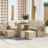 vidaXL Tuinbank Set met kussen 8 pcs Beige polyrattan