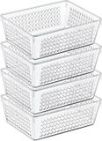 Storage Solutions Organizer/opbergmandje - 4x - kunststof - transparant - 1.2L - 18 x 13 x 6 cm
