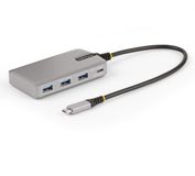 StarTech.com 4-Port USB-C Hub met USB-C DP Alt Mode Video Output 4K 60Hz, 3x USB-A, 1x USB Type-C, 100W Power Delivery Pass-Through, USB 3.2 10Gbps, 30cm Kabel, Compacte USB Hub