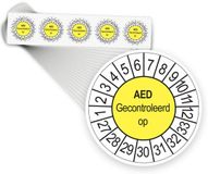 Merkloos / Sans marque Ricard Keuringsstickers AED Gecontroleerd op 2027 | 1000 stuks, Ø 35 mm | Geel