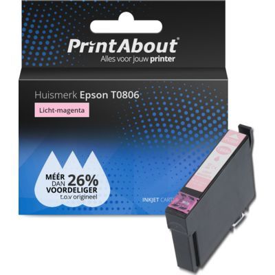PrintAbout Huismerk T0806 Licht-magenta Inktcartridge | Compatibel met Epson
