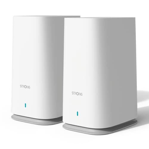 Strong MESHKIT2100 Atria WLAN System 5 Mesh voor thuis: afdekking 200 m². Meer schaduwzones. Booster uw WLAN met 2100 Mbit/s. 2 Gigabit ethernet-poorten. Compatibel met internetbox