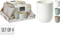 Excellent Houseware beker set aardewerk 300ml - 4 stuks - meerkleurig.