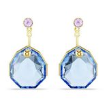 Swarovski Gema earring jackets, Blauw, Goudkleurige toplaag