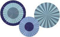 Folat Party Products Folat Deco Fan Set - Bold Blue - 3 stuks