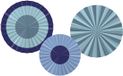 Folat Party Products Folat Deco Fan Set - Bold Blue - 3 stuks