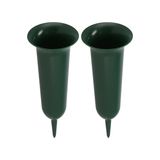 DK Design Grafvaas kunststof - 2x - groen - H26 cm