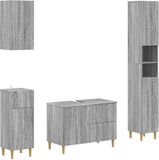 vidaXL - 4-delige - Badkamerkast - Set - DELFT - Grijs - Sonoma - Bewerkt - hout