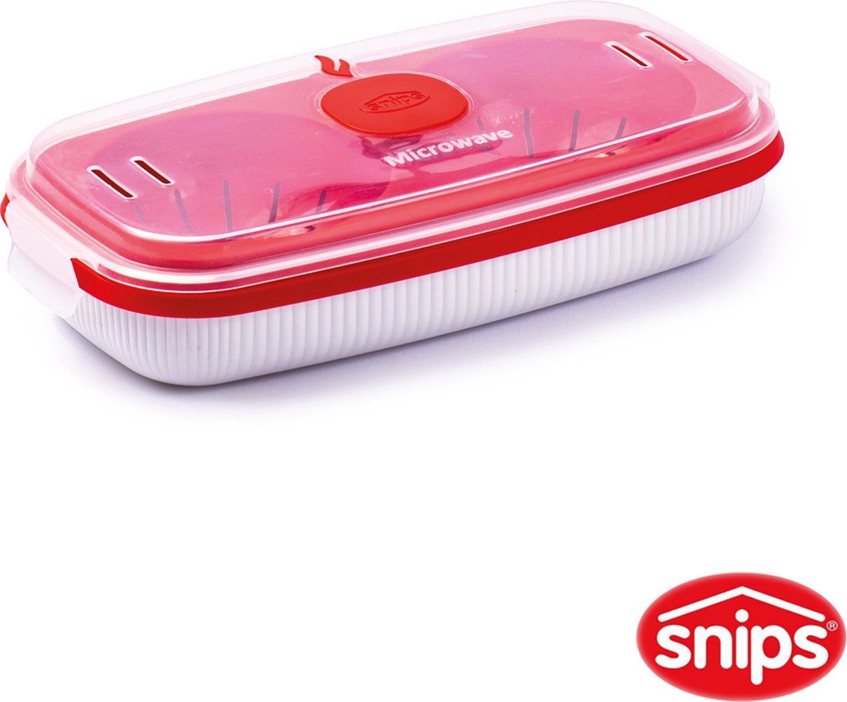 Snips Microwave Magnetronbak - Eipocheerder - Omeletmaker - 0.75L - Wit/Rood