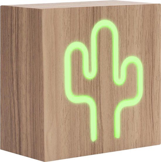 Bigben Neon Cactus Draadloze Speaker - Bluetooth - 9W - Hout/Cactus