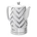 bella Elektrische waterkoker en theeketel, keramische waterverwarmer met afneembare draaivoet, automatische uitschakeling en droogloopbeveiliging, 1,5 liter, zilverkleurig chevron-patroon