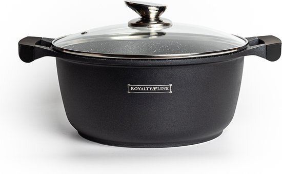 Royalty Line - Marble soep/braadpan - Met glazen afdekplaat zwart - 24 CM