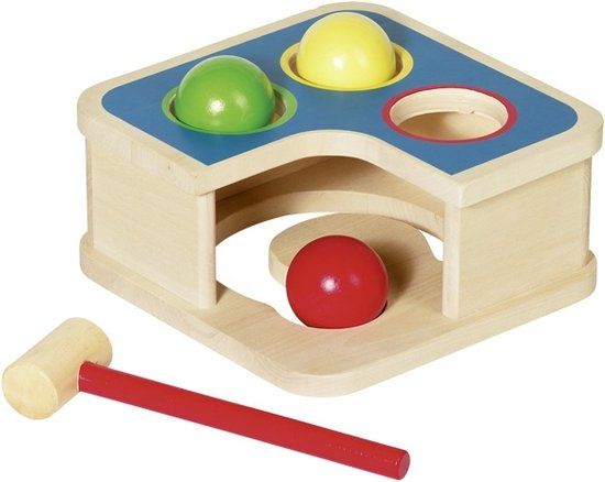 Hammerbank GOKI KLOPBANK en KNIKKERBAAN 18x18x8cm, hout