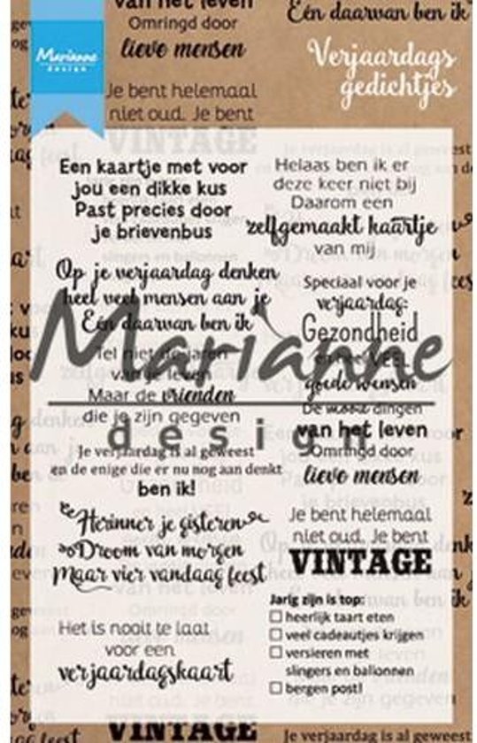 Marianne Design stempel Verjaardagsgedichtjes (Nederlands) CS1006 105x148 milimeter